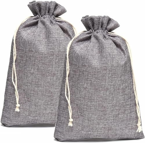 HERZWILD jutesäckar ca 25 x 35 cm grå påsar jutepåse 8 st tygpåse presentpåsar påse påse f. adventskalender (grå-25 x 35 cm – 8 st)