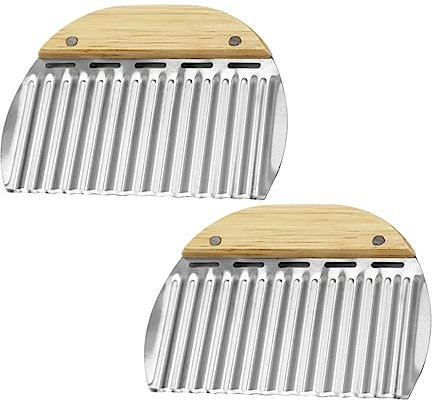 Zerodeko 2 Stk Karottenschneider Wellenschneider wellig Gemüsehobel Kartoffelschneider spiralschneider Crinkle Cutter Slicer Rostfreier Stahl Aufschnitt Gemüseschneider