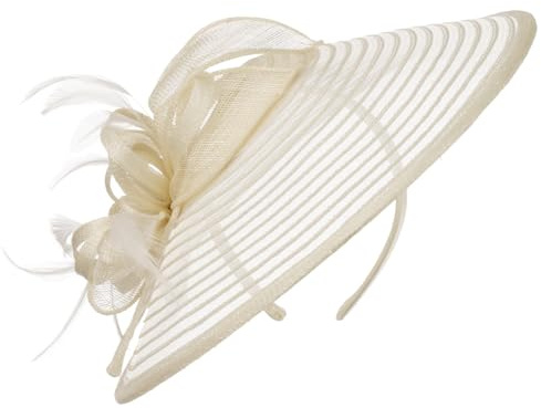Seeberger Crinol Fascinator mit Federn Haarschmuck Kopfschmuck Anlasshut Damen - Sommer Frühling-Sommer - One Size cremeweiß