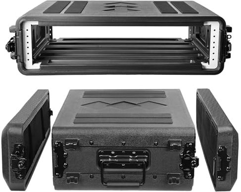 Diandian 2U Rack Case Shallow 17 Depth, 19 Rackmount Flight Case, Watertight Dust-Proof, Shock Mount for Amplifier, Pro Audio, DJ Mixer, Effects with Microphone Compartments