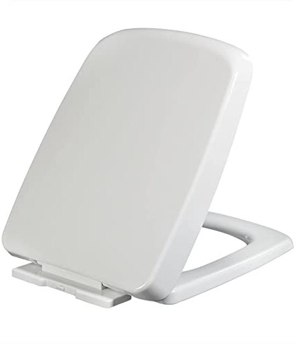 Giural Abattant WC Forme Carré, Abattant WC Frein De Chute, Lunettes De Toilette avec Abaissement Automatique, Charnière Fixe Supérieure, Fixation Facile