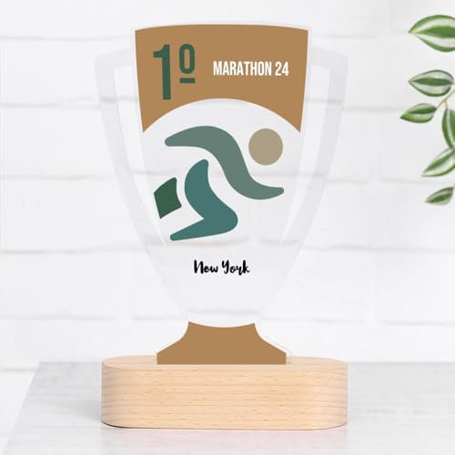 Wanapix | Coppa Trofeo Personalizzabile Corridore | Nome e Plexiglass