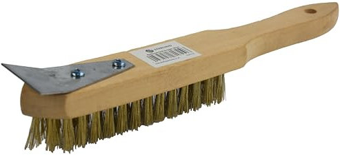 BBQ Grill Cleaning Wooden Brush Metal Wire with Scraper Remover