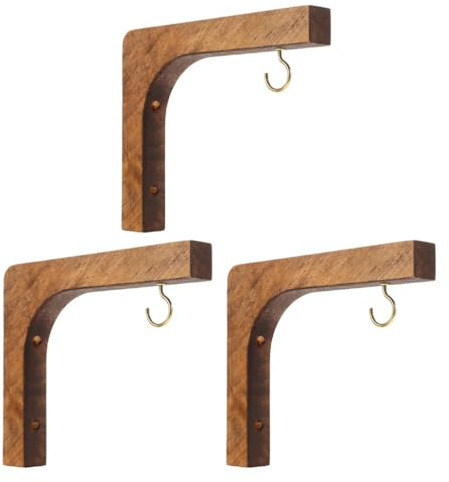 Milisten Blumentöpfe Zum Aufhängen Holz-pflanzenaufhänger 3 Stück Holz-wandpflanzgefäße Wand-pflanzenhaken Blumenampel-haken Für Laternen Blumenhalterung Windspiele Dekoration Wanddeko Wohnzimmer