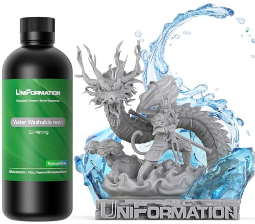 UNIFORMATION 3D Drucker Resin HD Wasser abwaschbares Harz leicht zu reinigen schnell UV-hrtendes 3D-Druckerharz Photopolymer niedrige Viskositt schnelles 3D-Harz für HD Grau 1KG