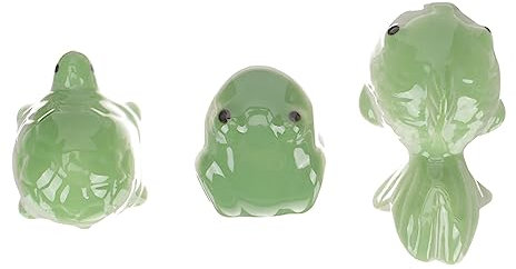 BEBEMOKO 3stücke Schwimmende Keramik Aquarium Hübsche Schildkröte Frösche Gold Fisch Ornament Für -Aquarium Teetisch Blumentopf Innen-außen-Dekoration Geschenkspielzeug