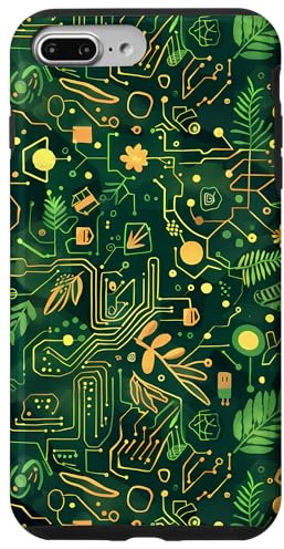 Coque pour iPhone 7 Plus/8 Plus Geeky Green Circuit Board Pattern - Unique Carte Mère Art