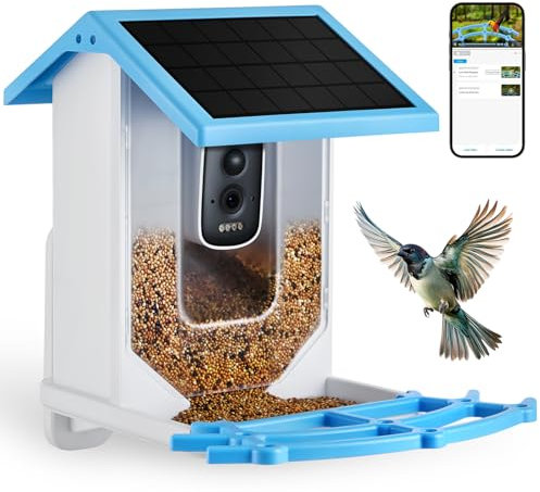 The Fellie 2.5L Smart Bird Feeder Camera, Smart Bird House with 4MP Watching Camera & Solar Panel, Smart Outdoor Birds Feeder with AI Bird Recognition, Perfect for Backyard Birds Watching and Feeding