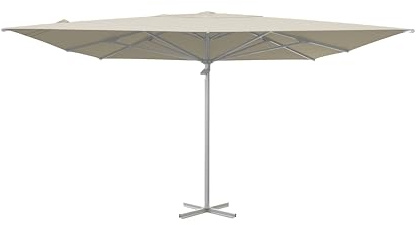 METRO Professional Ombrellone push-up quadrato, alluminio, 4 x 4 m, idrorepellente, humus/platino