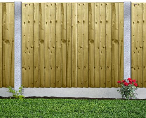 Capped Feather Edge Pack of 3 6x5ft (W: 6ft x H: 5ft) Decorative Pressure-Treated Semi-Braced Garden Fence Panel Closeboard Style Overlapping Boards Rough Sawn Width 1828mm x Height: 1500mm