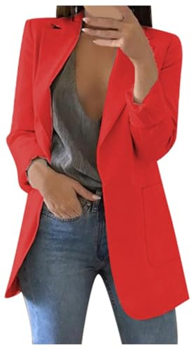 Blazer Donna Primavera Eleganti,Giacca Primavera Donna Giacca Ampia Monopetto Aperta Sul Davanti Maniche Lunghe Colletto Con Revers Giacche Da Ufficio Per Vestito Cerimonia Tailleur Pantalone