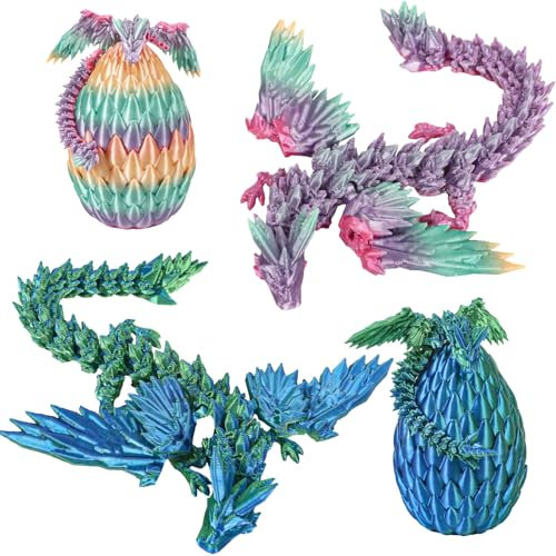 Yearsahrk Drachenei mit Drache 3D Gedrucktes Drachenei Dracheneier Spielzeug 3D Drachen Figuren Weihnachten Geschenk Oster körbchen Füller Home Office Dekor (2 Stück.B)