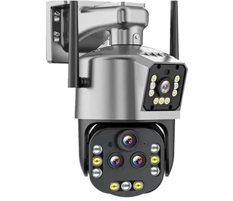 KKENZA Caméra de Surveillance IP PTZ IPC360 Home 8K 16MP 20X Zoom WiFi, Suivi Automatique par IA, Vision Nocturne Couleur, 4 objectifs, 3 écrans(EU Plug,8K 20X No SD Card)