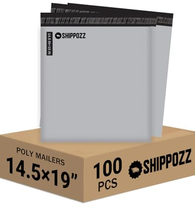 Shippozz 14.5x19 Poly Mailers 100 Pack, Durable Waterproof Polymailers for Shipping Clothes, Self Seal Mailing Bags for Small Business Packaging Supplies, Mailing Envelopes for Books, and Accessories