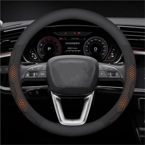 Funda para Volante de Coche Funda para Volante Coche Q3 Q5 Q7 A3 A4 A5 A6 A7 RS3 RS4 RS5 TT Fibra De Carbono Gamuza Microfibra Accesorios De Cuero.(Type K)