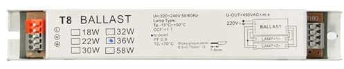 NZBZKKNBCP Alimentatori elettronici for lampade fluorescenti T8 a tensione larga 220-240 V CA 2x36 W zavorra