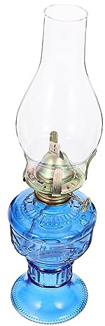 ROMISBABA Retro Glas Petroleumlampe Aus Robustem Glas Mit Docht Vintage Öllampe Für Wohnzimmer Und Party Dekoration Tiefblau