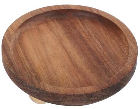 MAGICLULU Plateau de Service Rustique en Bois Massif, Rond à Pied