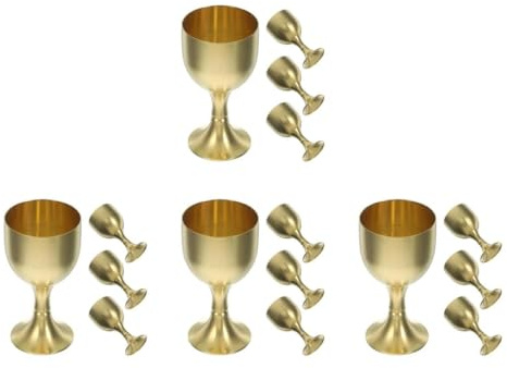 POPETPOP Cáliz Retro Dorado Para Iglesia Decoración Ritual Copa Metalizada Para Vino Y Licor Multifuncional Para Eventos 4 Piezas X 4
