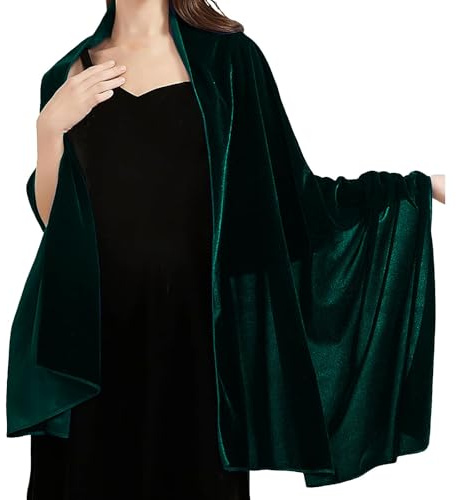 Generisch Sciarpa da donna in velluto per matrimonio, damigella d'onore, capispalla da sera, abito da ballo, accessori, sciarpa, verde, Taglia unica