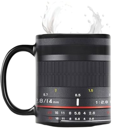 Camera Lens Coffee Mug - Realistic Ceramic Lens, Novelty Photography Drinkware, Ceramic Photo Cup, Len Prop Collector Item | Christmas Birthday Gift, Office Desk, Photographer Studio, Travel Mug