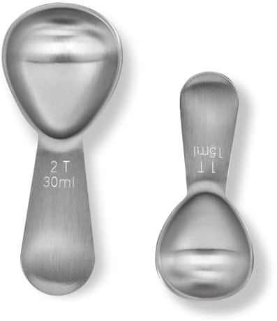 Doosu Kaffeemesslöffel, 18/8 Edelstahl Dosierlöffel, Kurzem Griff, 1EL+2EL | Metall Kaffeelot Portionierer Messlöffel lebensmittelecht, für Kaffeebohnen Kaffeepulver Tee Proteinpulver Espresso Zucker