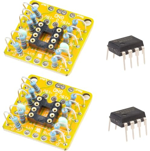 Youmile 2 pcs Preamp Board Dual OP Amp Preamp DC Amplification PCB Board with NE5532 DIP-8 IC for OPA2134 OPA2604 AD826 NE5532