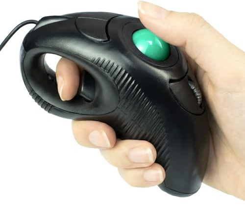 YUMQUA Finger Mouse, Handheld Trackball Mouse USB Wired Hand Held Thumb Ring Mice with Roller for Laptop Mac Window Computer Fits Left and Right Handed Users