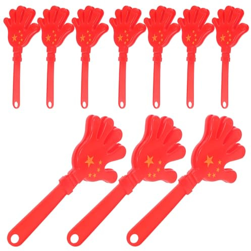 ibasenice 10Pcs 28Cm Red Flag Hand Clappers Noise Makers for Football Cheers Party Supplies Festival Noisemaker Props
