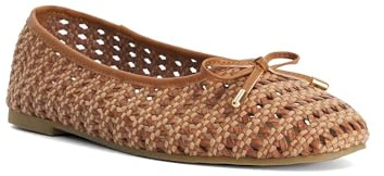 Dune London Ladies HYPNOS Woven Raffia Ballet Flats Size UK 8 Ballet Pumps Tan