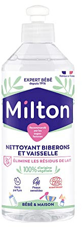 MILTON Liquide Nettoyant pour Biberon, tétines, accessoires de Bebe et vaisselle | Hypoallergénique |Testé Dermatologiquement |500 ml|