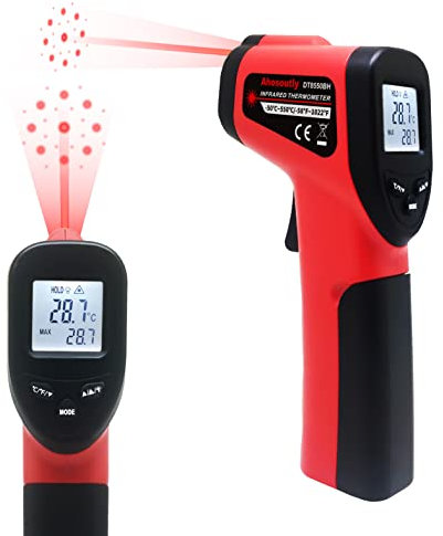 LCD Laser Digital Infrared Thermometer -58℉~1022℉ (-50℃～550℃) Lasergrip Instant-Read Non-Contact Temperature Gun with Adjustable Emissivity & MAX Display (Yellow, DT8550JCT)