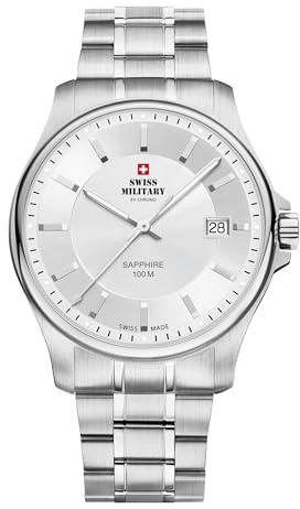 Swiss Military by Chrono Herren Uhr Armbanduhr Quarzwerk mit Edelstahl Metallarmband oder Lederband Analoge Herrenuhr SM30200