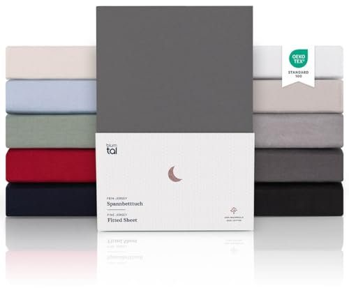 Blumtal® Premium Topper Spannbettlaken 180x200 cm Jersey - Oeko-TEX zertifiziertes Spannbettlaken Topper 180x200 Baumwolle - Spannbettlaken 180x200cm Topper/Bettlaken Topper 180x200 Anthrazit