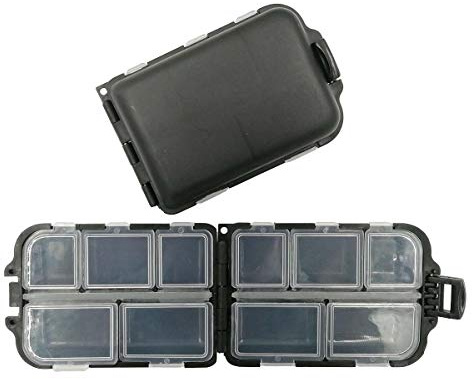 Fishing Tackle Box Lure Storage: 2 Packs Small Portable Case - Fishing Accessories Containers For Organizer Swivels Jigs Hooks Sinker (Black)