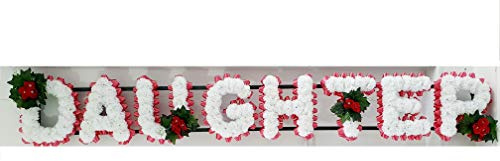 mySilkFlowers DAUGHTER Silk Artificial Funeral Flowers Name Tribute (Rich Red)