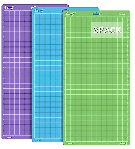 Alfombrilla de corte Ecraft para Cricut Explore One/Air/Air 2 Maker(StrongGrip/StandardGrip/LightGrip, 3 unidades, 12 x 24 pulgadas, 3 unidades)