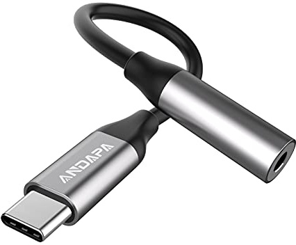 ANDAPA 1 PiezasAdaptador de Audio Tipo C a 3,5 mm Compatible con Samsung Galaxy S22 S21 S20 Ultra S20+ Note 20 10 S10 S9 Plus iPad Pro 2018/2020 Pixel 4 3 2 XL