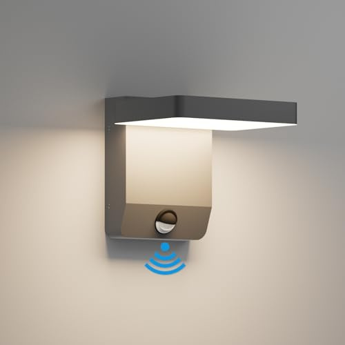 K-Bright 20 W 1540 lm Außenleuchte mit Bewegungsmelder, Außenlicht einstellbarer Abstrahlwinkel, 4500 K IP65 Wandleuchte (Dunkelgrau)