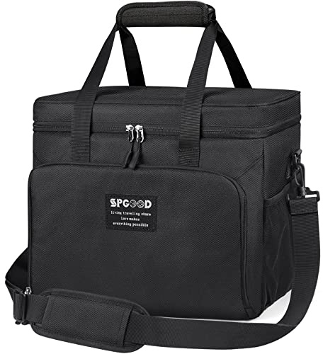 SPGOOD Borsa Termica da 20 l, 30 l, 40 l - Borsa Termica per Picnic, Congelatore, Pranzo, Spiaggia, BBQ/Ufficio - Nero