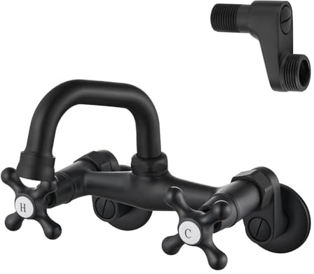 Airuida Matte Black Wall Mount Kitchen Faucet,4 Inch(10cm) Spout