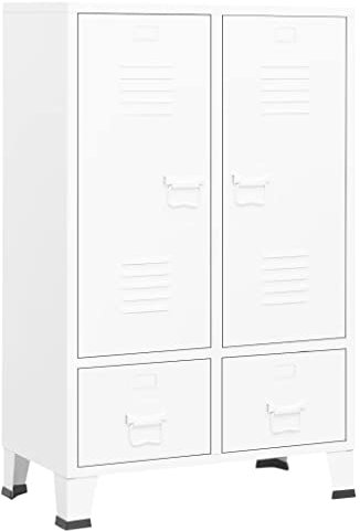 vidaXL Industrieller Kleiderschrank, Kleiderschrank, Kleiderschrank, Schlafzimmer, Haus, Weiß, 67 x 35 x 107 cm, Stahl