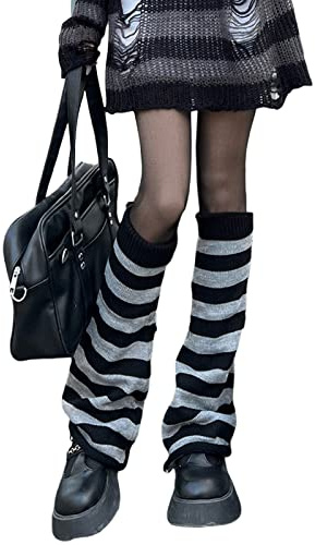Damen Strick-Beinstulpen, kniehoch, adretten Stil, gerippte Beinstulpen für Teenager-Mädchen, rosa Beinstulpen, schwarz grau, One size