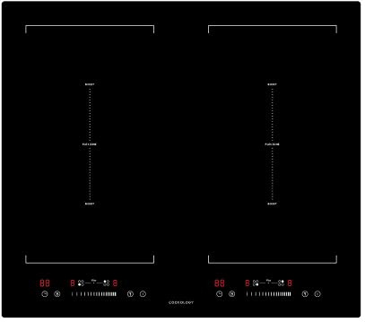 Cookology 60cm Induction Hob - 4 Cooking Zones - Touch Control - Booster Function - Child Lock - 9 Power Levels - Easy-Clean - Black Glass