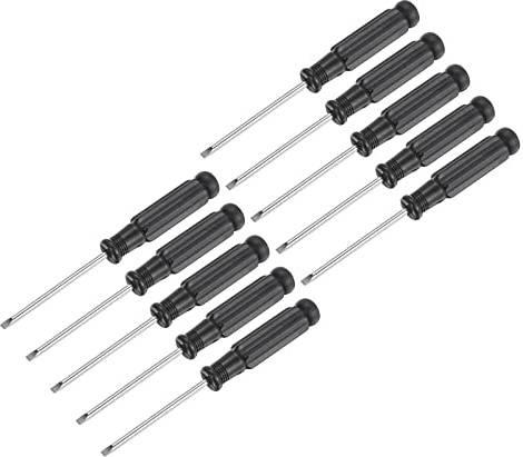 sourcing map 10Stk. Mini Schlitz Schraubendreher, 2,5mm Flachkopf mit schwarzem Griff für Kleingeräte