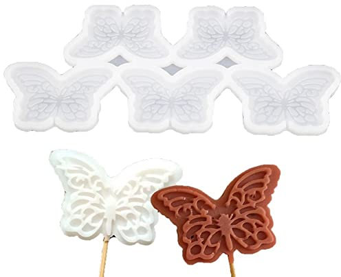 Lipfer Moules De Sucette en Silicone, Moules De Bonbon Dur Au Chocolat en Forme De Papillon, Moules De Glace, Idéal pour Sucette, Ventouse, Les Bonbons Durs, Les Outils De Décoration De Gâteaux