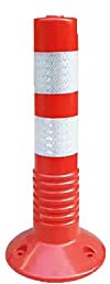 Soft Rubber Fixed Type Parking Bollards, High Visibility Yellow and Red Car Parking Barrier Post Warning Barrier Blocking Bollards Residential District Parking Posts for Driveways