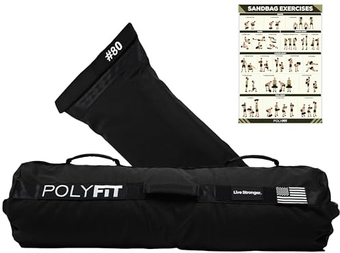 Polyfit Sandbag Pro – Workout-Sandsack mit Dreifach-Verschluss und verstärktem Nylon-Gurtband – Sand nicht im Lieferumfang enthalten – mehrere Farben und Größen