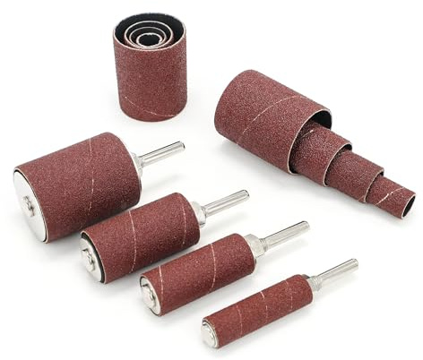 scottchen PRO 2”Long Sanding Drums and Sleeves Set with 1/4”Shank for Drill or Drill Press, Sanding Drum Kit for Sanding Smoothing Shaping Polishing Fiberglass Wood Metals, 60,80,120 Grit-16pack