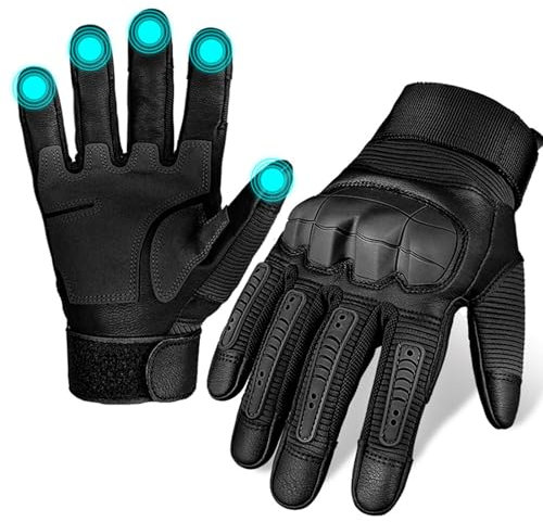 CUSROS Unzerstörbare schützende Taktische Handschuhe mit Verschlussband, Touchscreen, Vollfinger-Motorrad-Winterhandschuhe für Radfahren, Motorrad, Wandern, Camping Braun XL